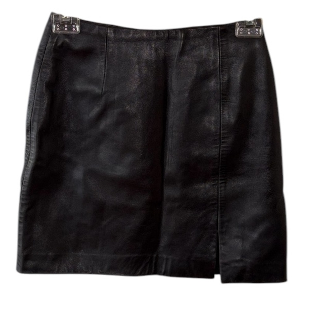Mikai Black Leather Mini Skirt
